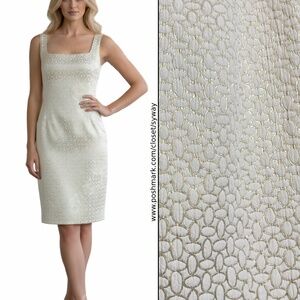 Lauren Ralph Lauren Gold Pattern Jacquard Brocade Sheath Dress